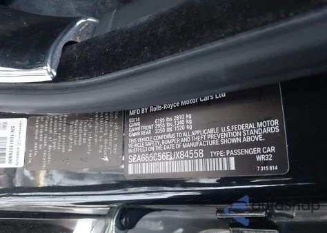 2014 Rolls-Royce Wraith z USA, uszkodzony, nr VIN SCA665C56EUX84558